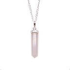 Rose Quartz Crystal Point Pendant Necklace