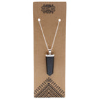 Black Agate Gemstone Flat Pencil Pendant
