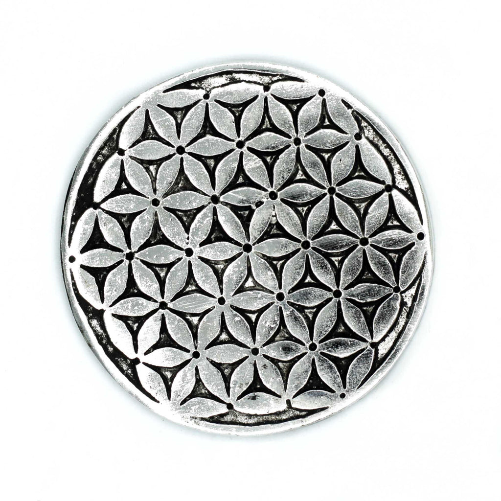 Polished Aluminium Flower of Life Incense Holder