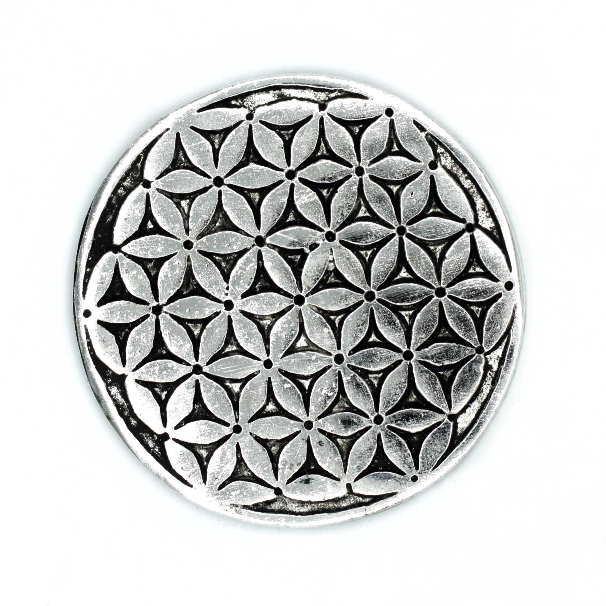 Polished Aluminium Flower of Life Incense Holder
