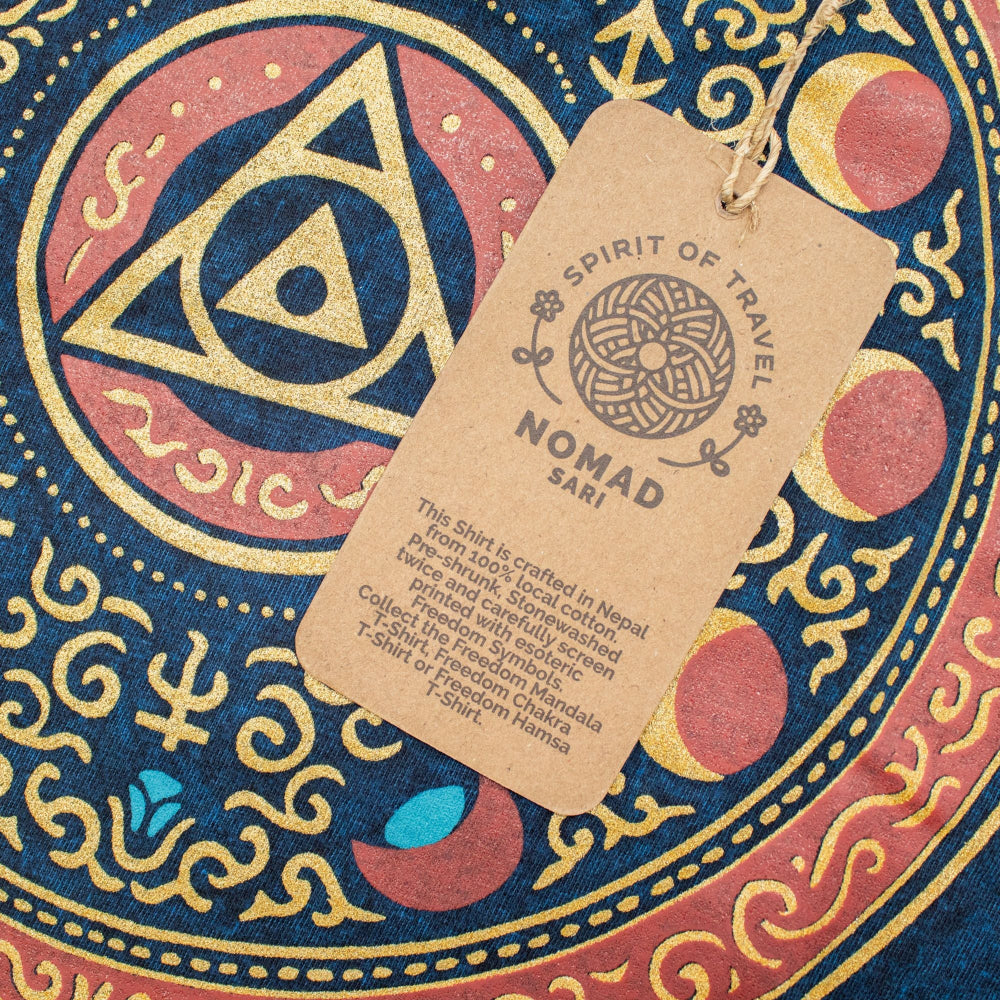 Nomad Sari Stonewashed Cotton T-Shirt | Stay Wild Moon Child | Blue | Medium