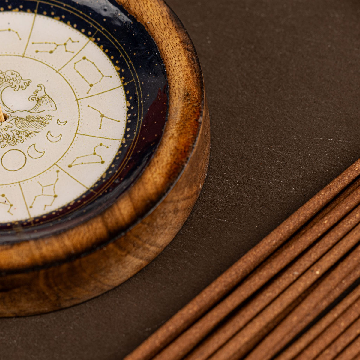 Sagittarius Mango Wood Mini Bowl & Incense Stick Holder