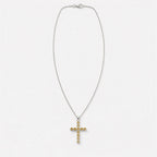 Citrine Crucifix Pendant | Silver Plated | 45cm Chain