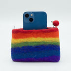 Rainbow Felt Zipper Pouch | Handmade Wool Pouch from Nepal