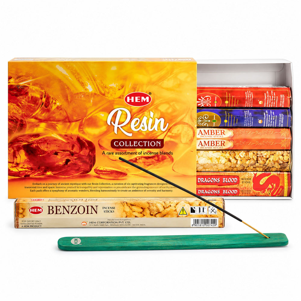 HEM Resin Incense Collection - 6 Assorted Packs with Ashcatcher