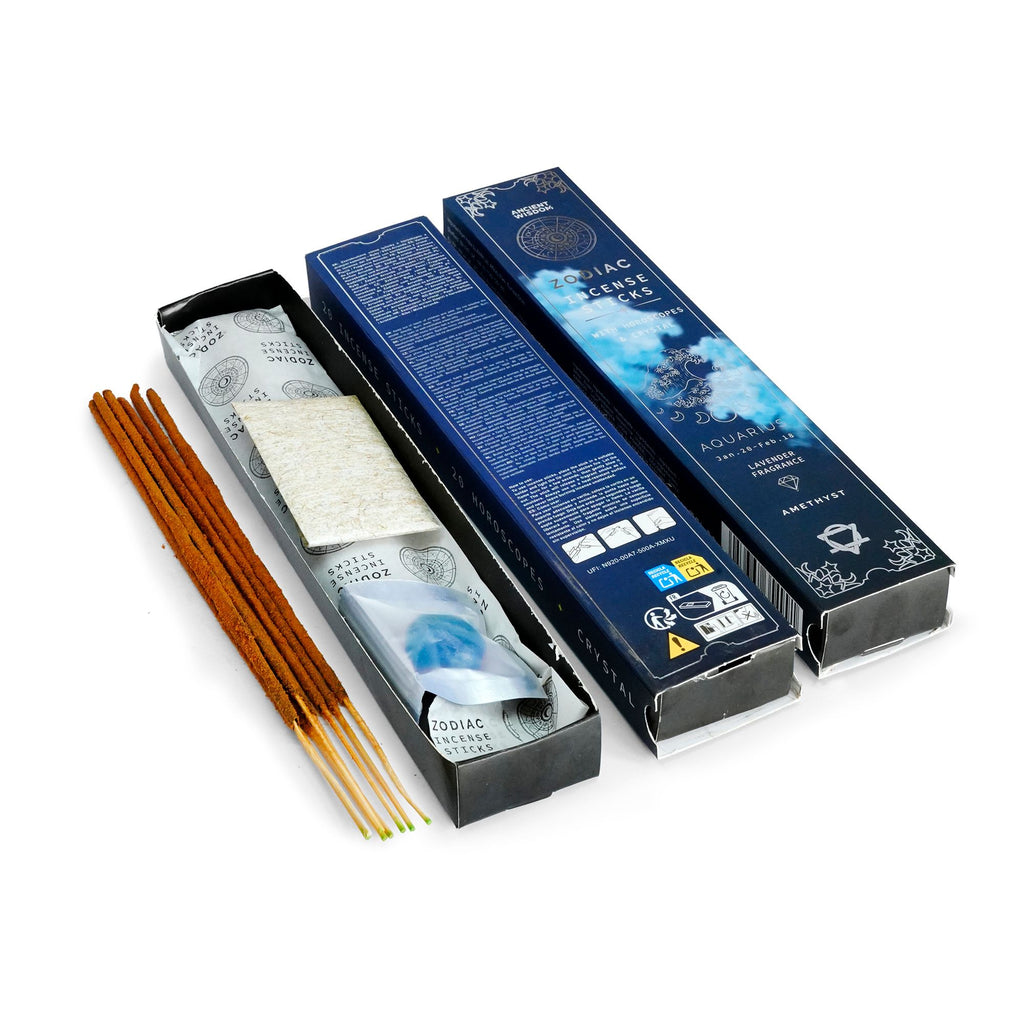 Aquarius Zodiac Incense Gift Set - Lavender & Amethyst Crystal