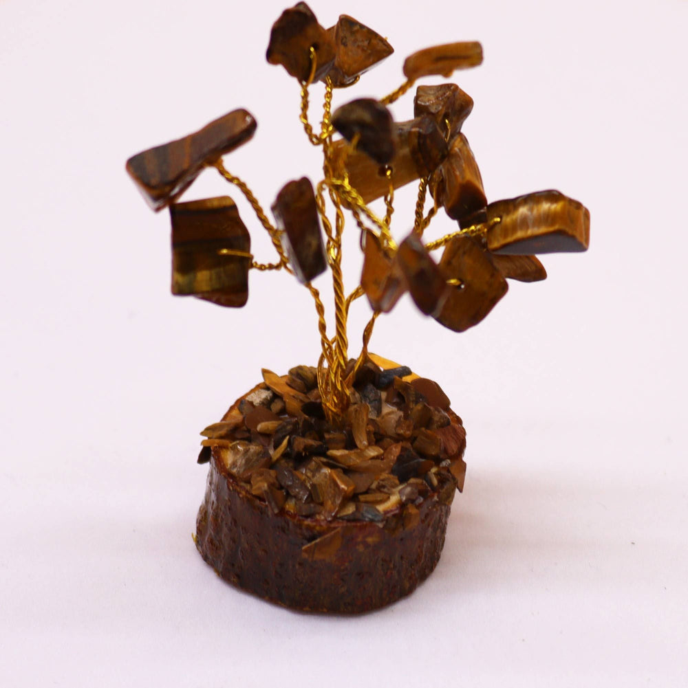Tigereye (15 stones) Mini Gemstone Tree On Wood Base