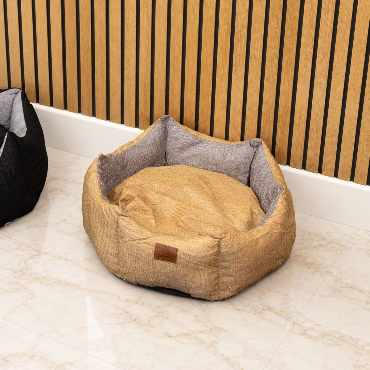 Royal Crown Pet Bed for Cats & Small Dogs - Sand & Grey - Medium (50 × 50 × 26cm)
