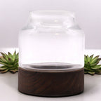 Crystal Sanctuary Terrarium on Dark Tung Wood Stand — Small