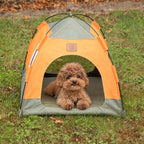 Tent Pet Bed for Cats & Very Small Dogs - Green & Orange (48 × 48 × 40cm)
