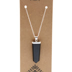 Black Agate Gemstone Flat Pencil Pendant