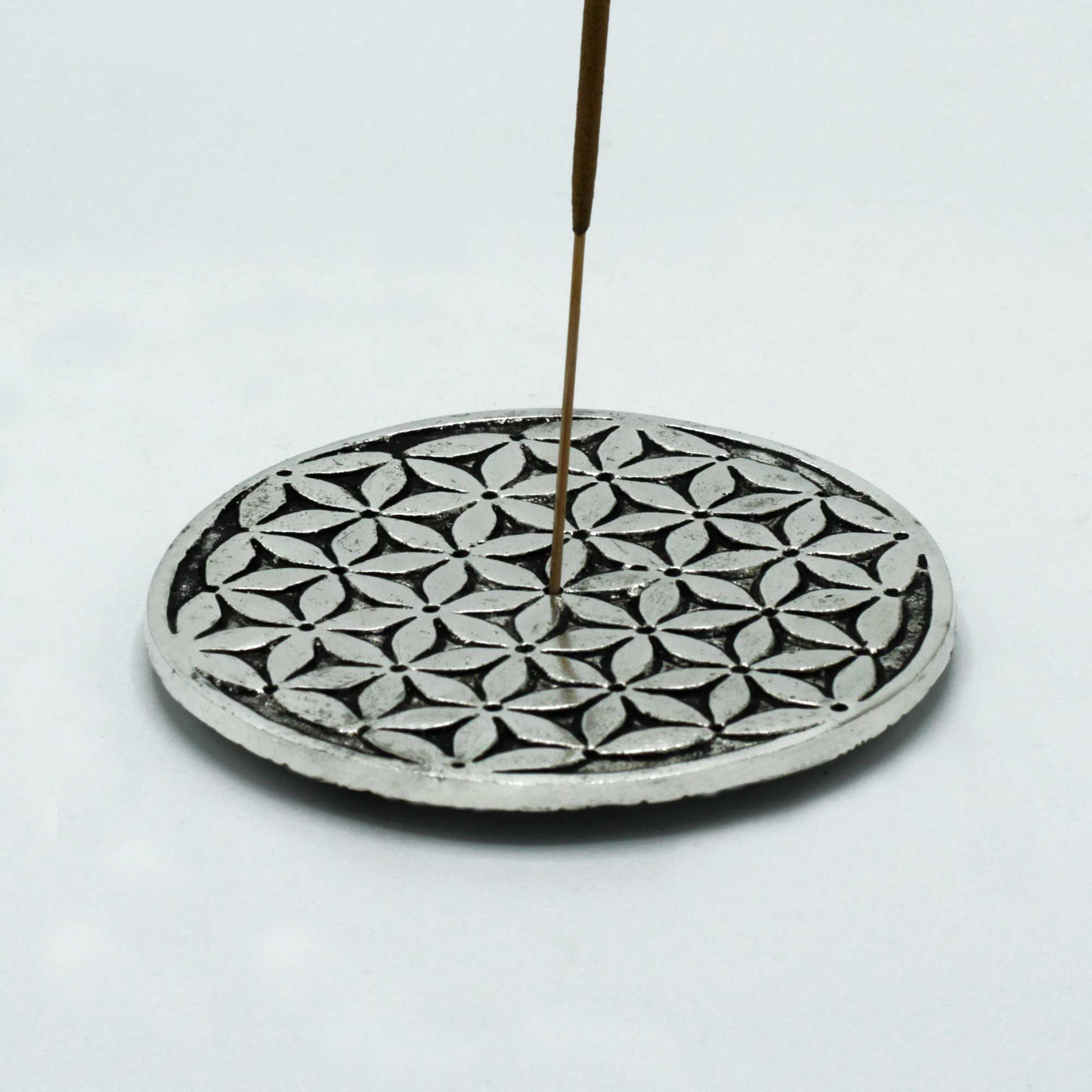 Polished Aluminium Flower of Life Incense Holder