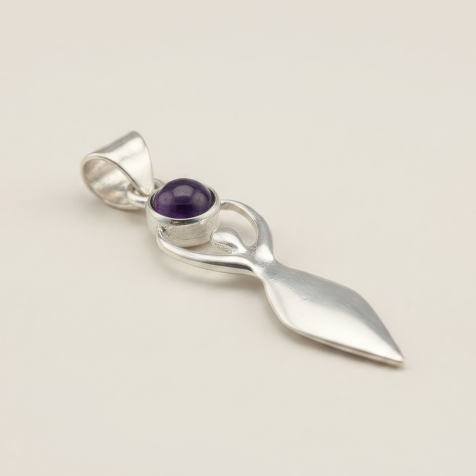 Goddess Amethyst Pendant | Silver Plated | 45cm Cord