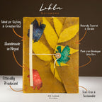 Lokta Bold Floral Mustard Brown Notebook  Large