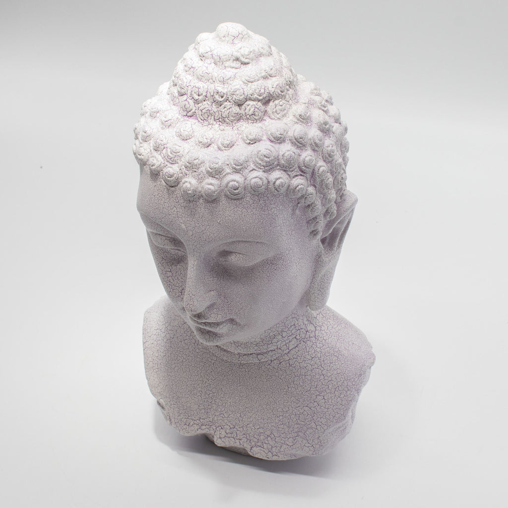 Buddha Bust Lamp | Lavender Crackle | Oval Stand