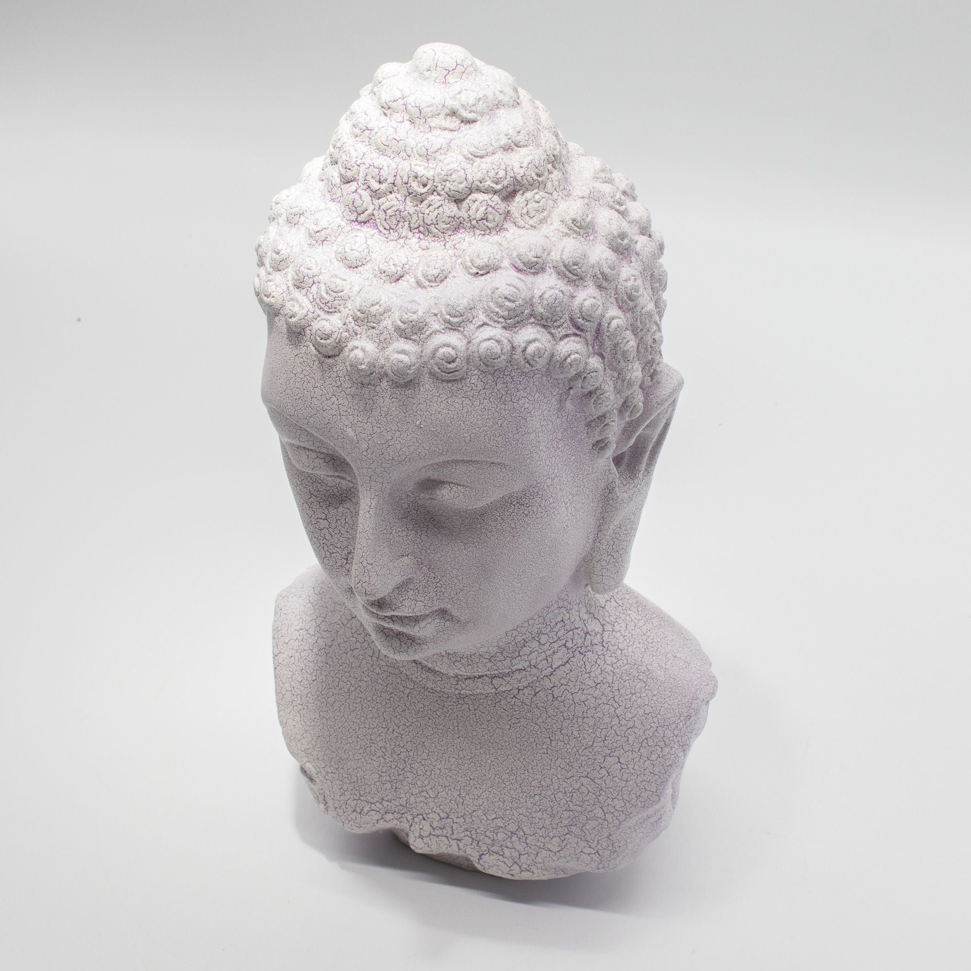 Buddha Bust Lamp | Lavender Crackle | Oval Stand