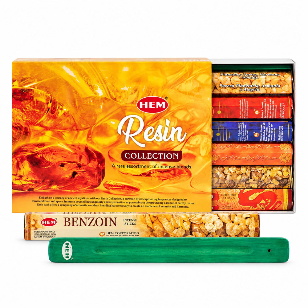 HEM Resin Incense Collection - 6 Assorted Packs with Ashcatcher