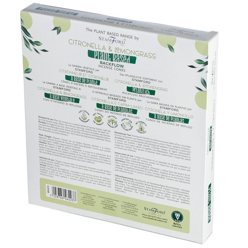 Citronella & Lemongrass Plant Based Backflow Incense Cones - Stamford