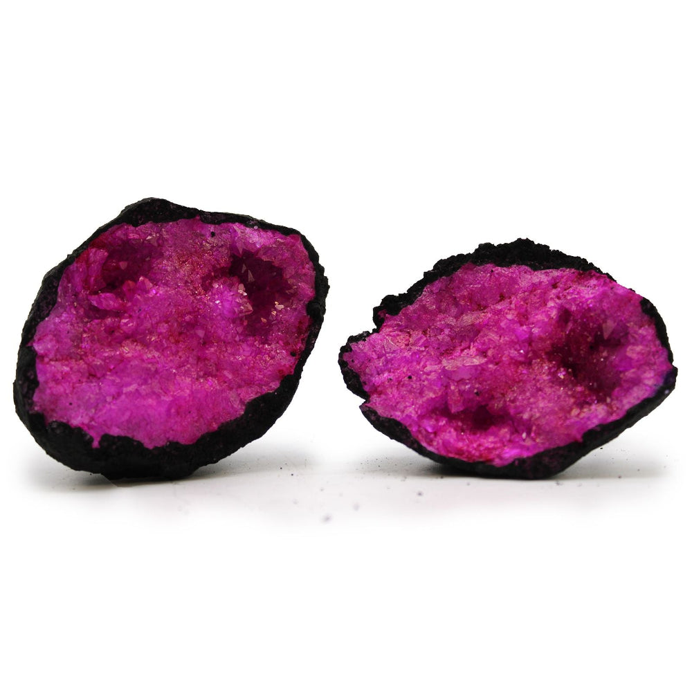 Dark Red / Pink Coloured Black Rock Calcite Geodes