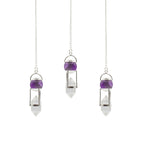 Seeker of Truth Double Power Pendulum - Amethyst Globe & Clear Quartz