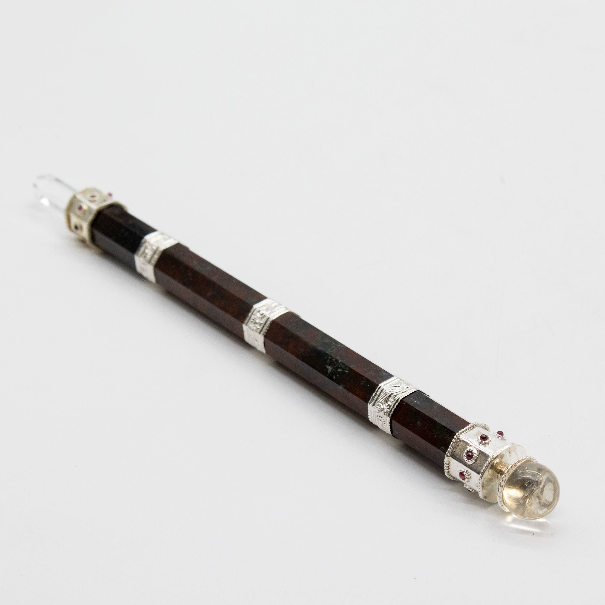 Bloodroot Sovereign Wand — Extra Long Fancy Jasper with Crystal Ball Top
