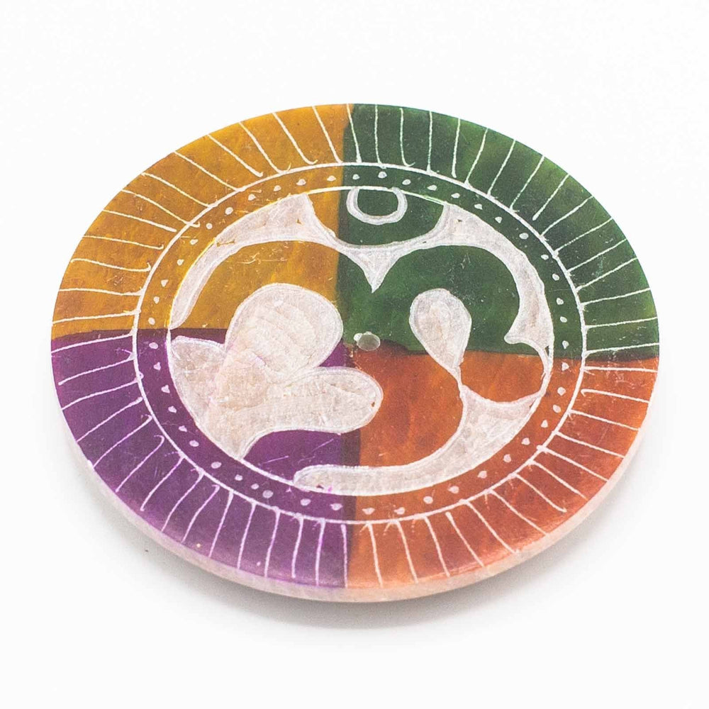 Decorative plate with a colorful design on a white background