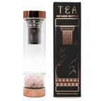 Rose Quartz Crystal Glass Tea Infuser Bottle | Rose Gold | 500ml