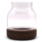 Crystal Sanctuary Terrarium on Dark Tung Wood Stand — Medium