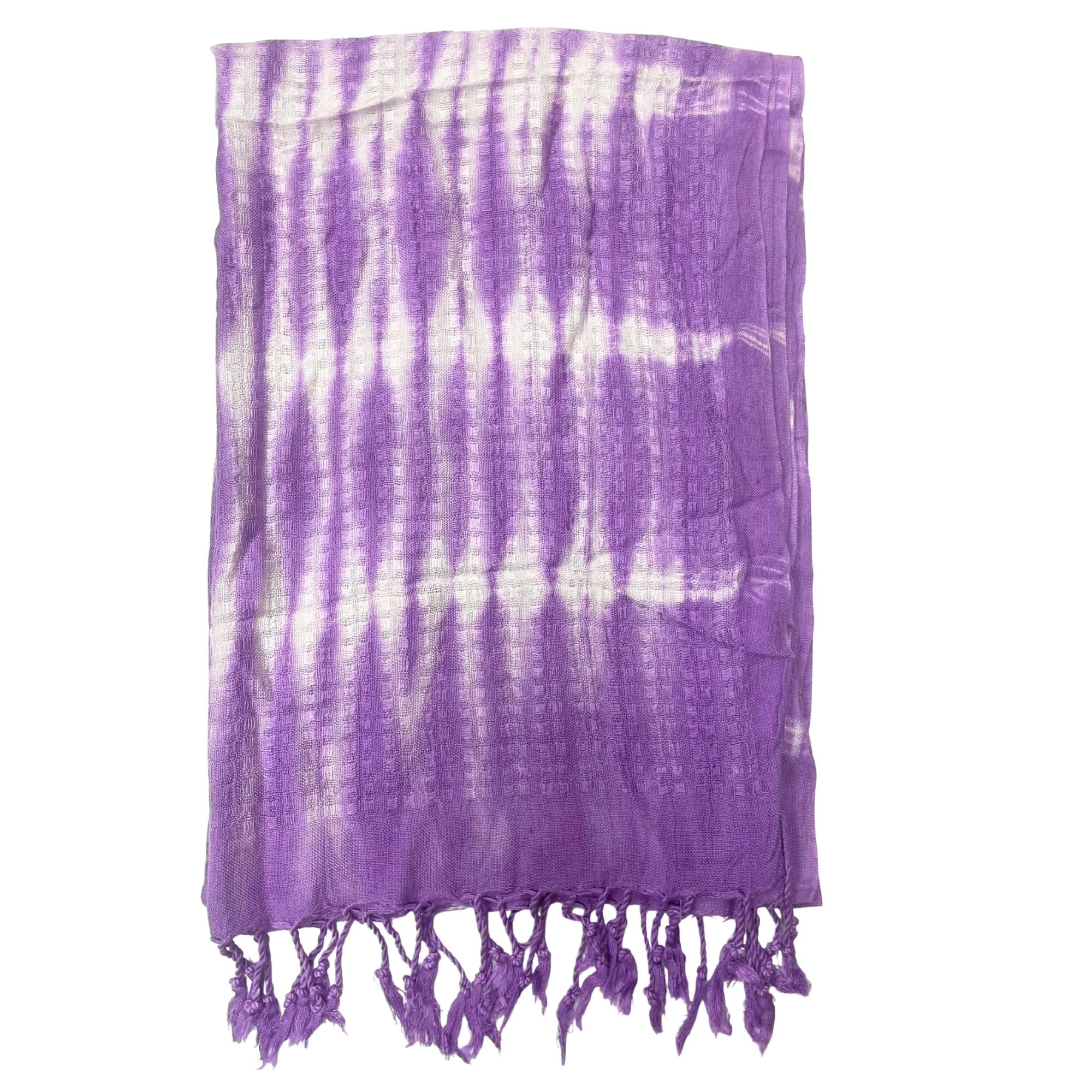 Lavender Stripes & Motif Boho Java Art Stole Scarf