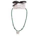 Nymph Malachite Gemstone Necklace | Real Leaf Butterfly Pendant