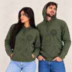 Vintage Teal Stone Washed Hoody Shirt Kangaroo Pocket - XLarge
