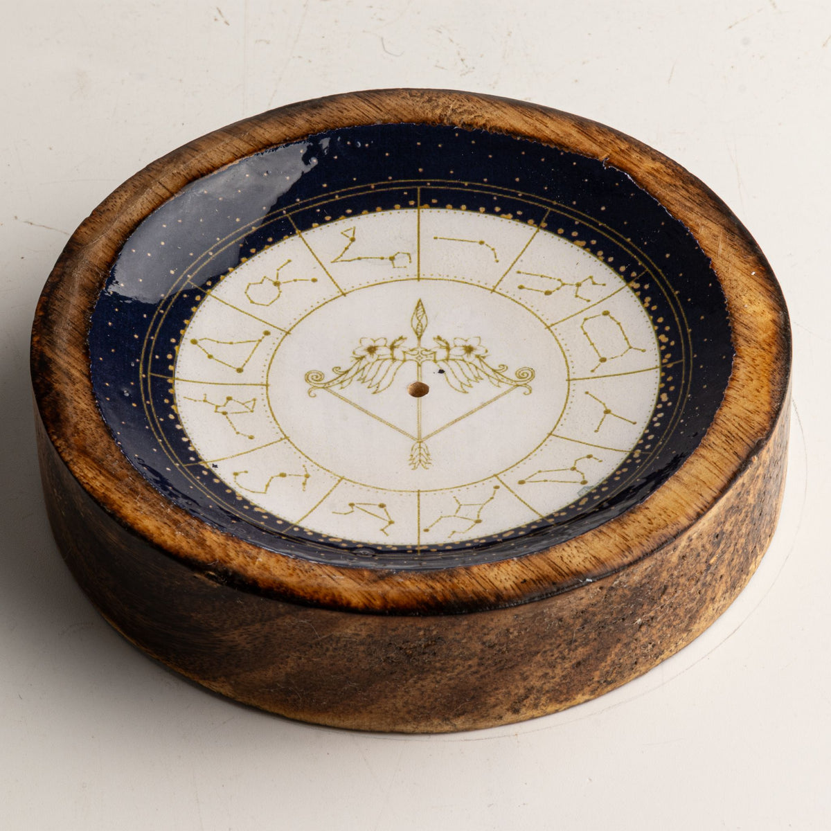 Sagittarius Mango Wood Mini Bowl & Incense Stick Holder