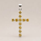 Citrine Crucifix Pendant | Silver Plated | 45cm Chain