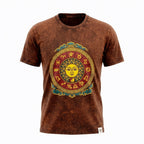 Nomad Sari Stonewashed Cotton T-Shirt | Sun & Zodiac | Brown | Small