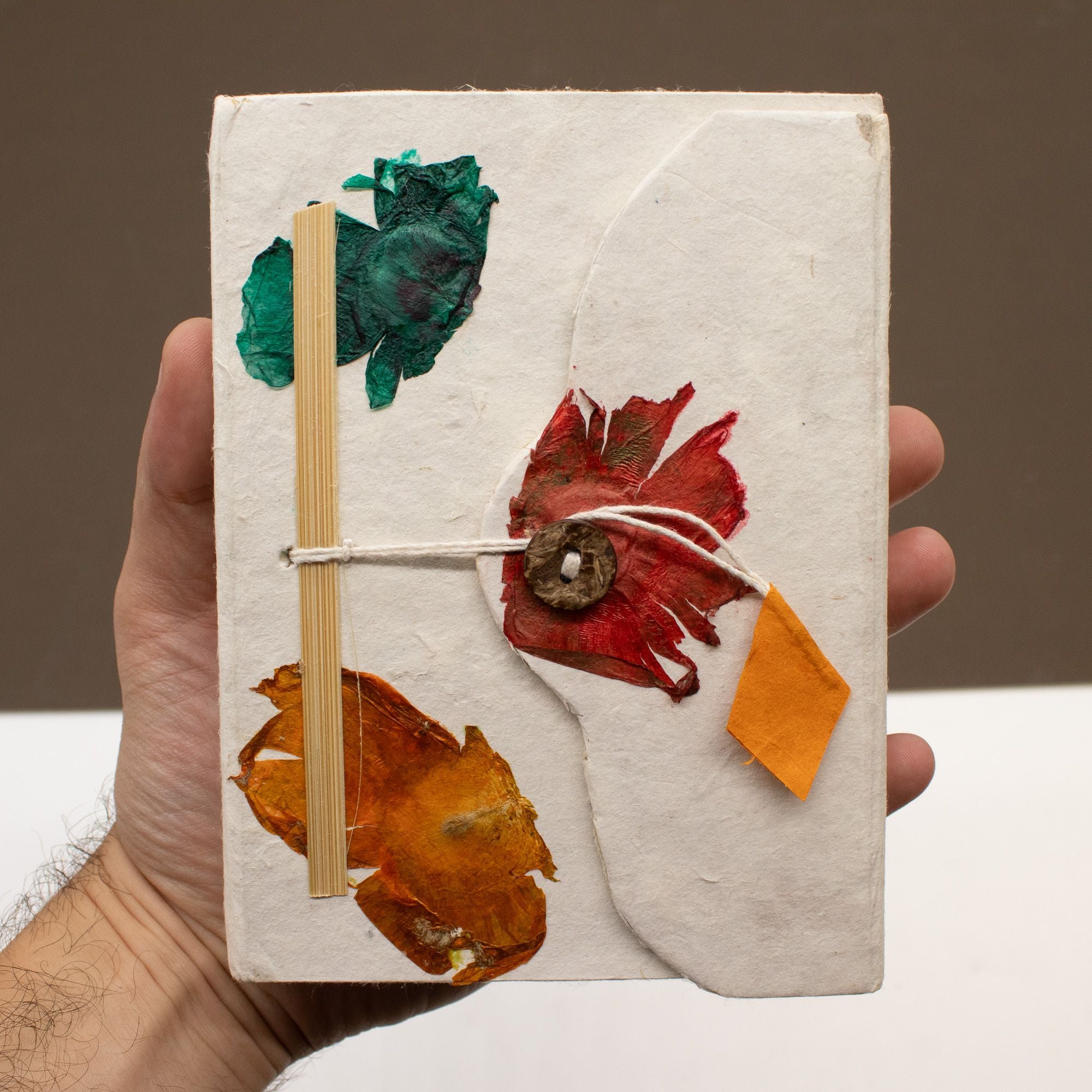 Lokta Paper Button Lock Notebook | Real Himalayan Floral Design | 15x12cm