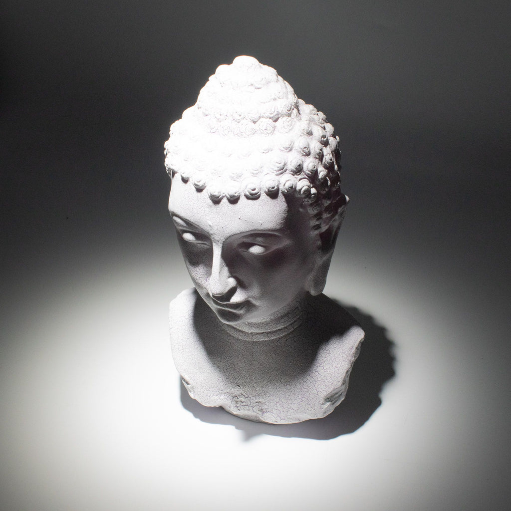 Buddha Bust Lamp | Lavender Crackle | Oval Stand