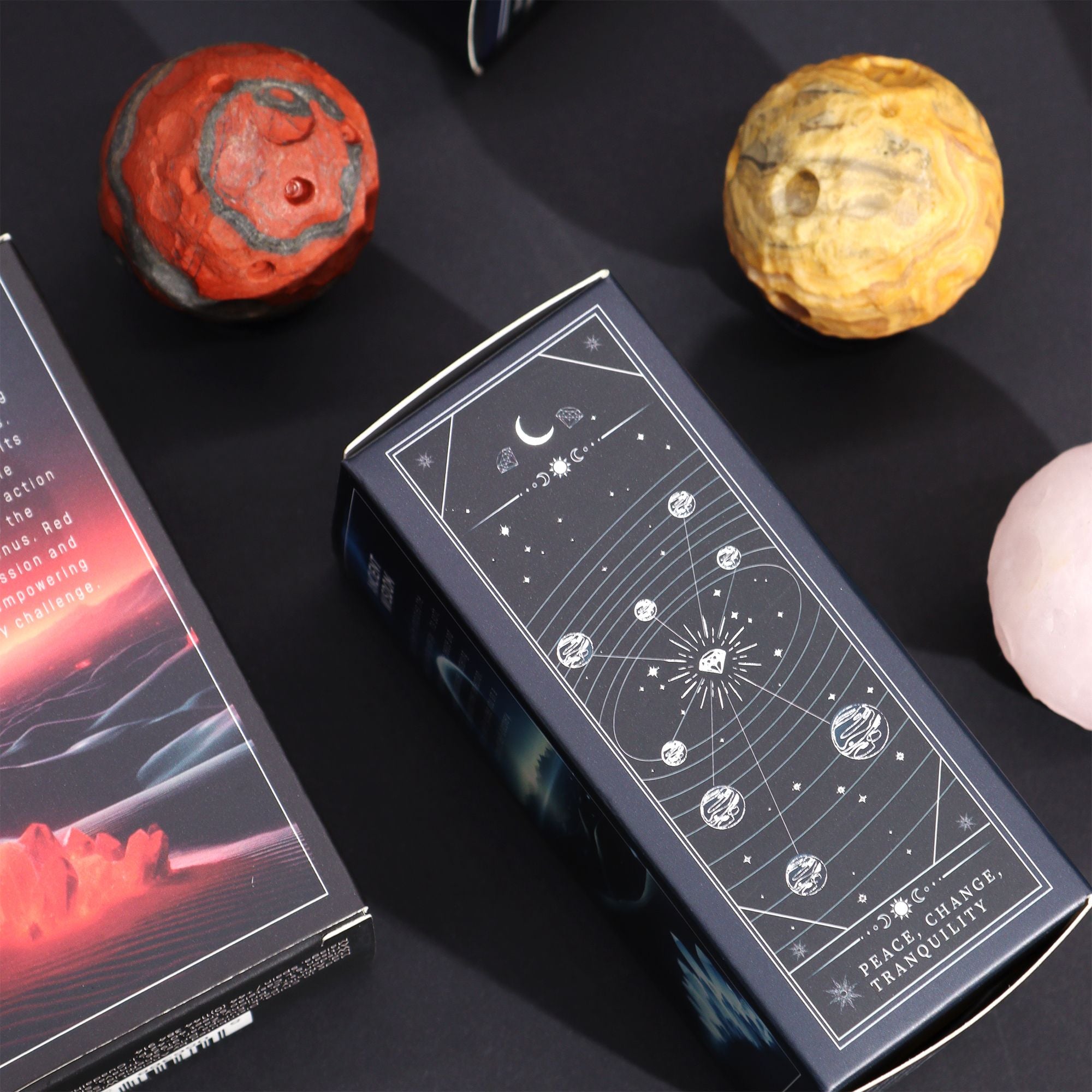 White Howlite Gemstone Planet | Moon | Solar Goldstone Stand