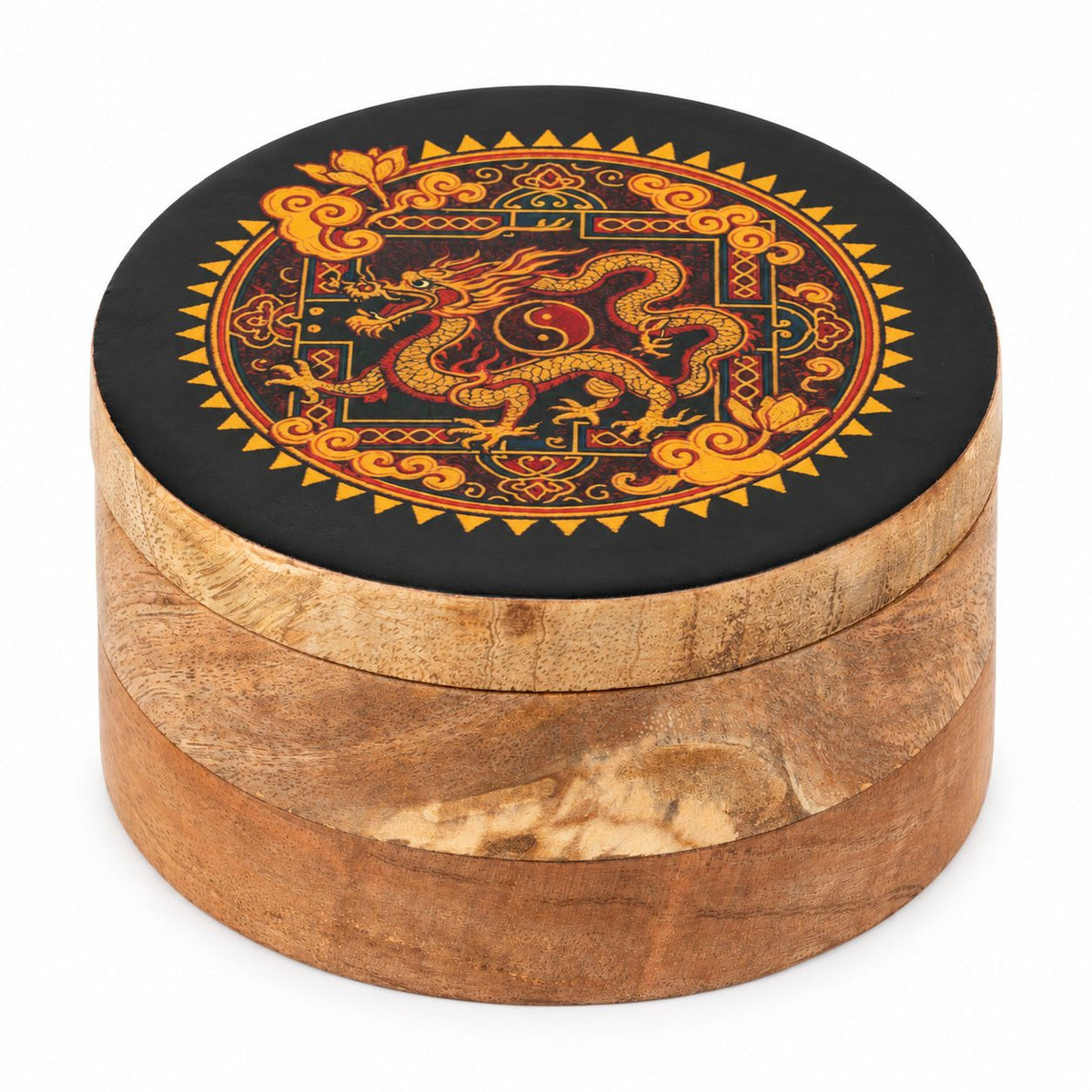 Dragon Yin Yang Round Enamelled Keepsake Box