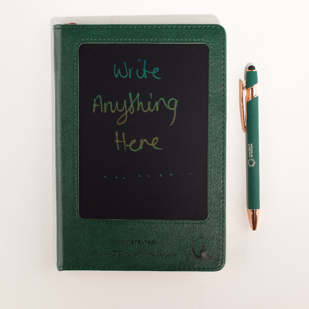 A5 Green Intention Notebook with LCD Wipe Screen - 80 Leaves