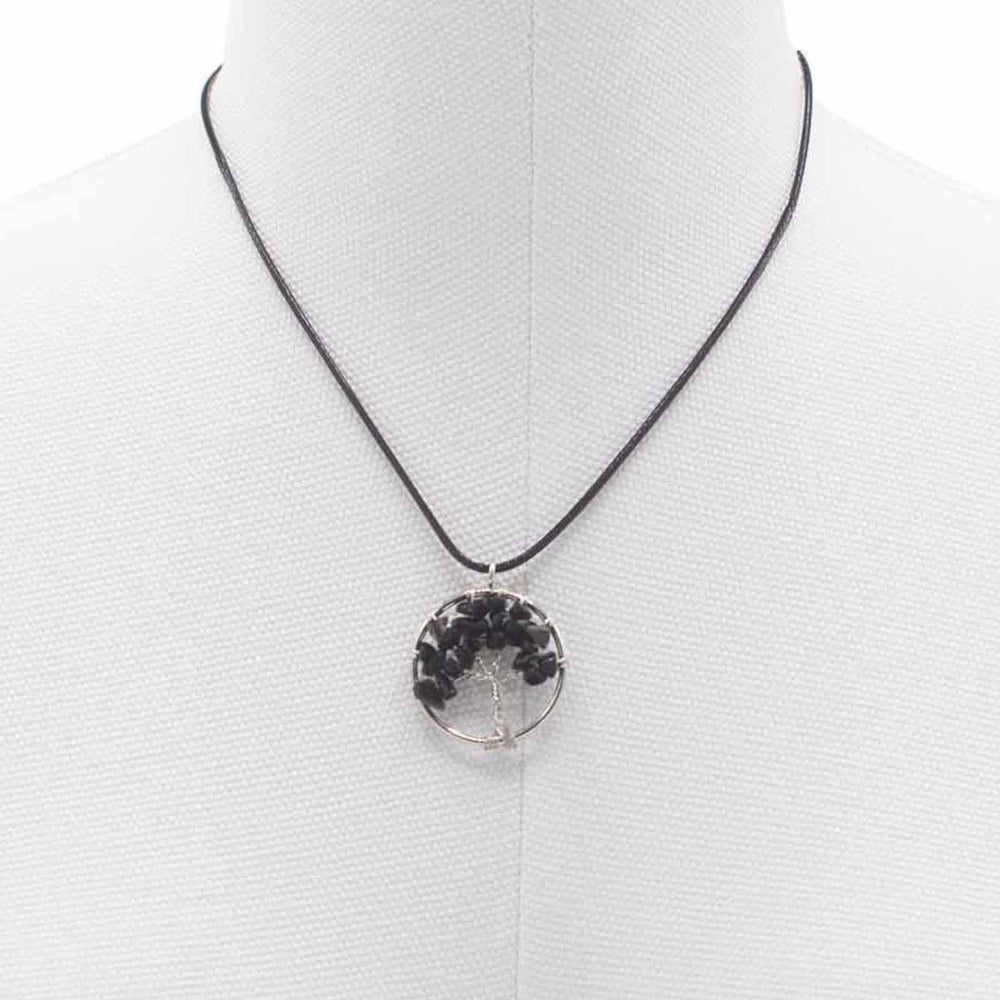 Black Agate Tree of Life Pendant