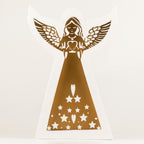 Whitewashed Mango Wood Angel with Iron Cut-Out - Large