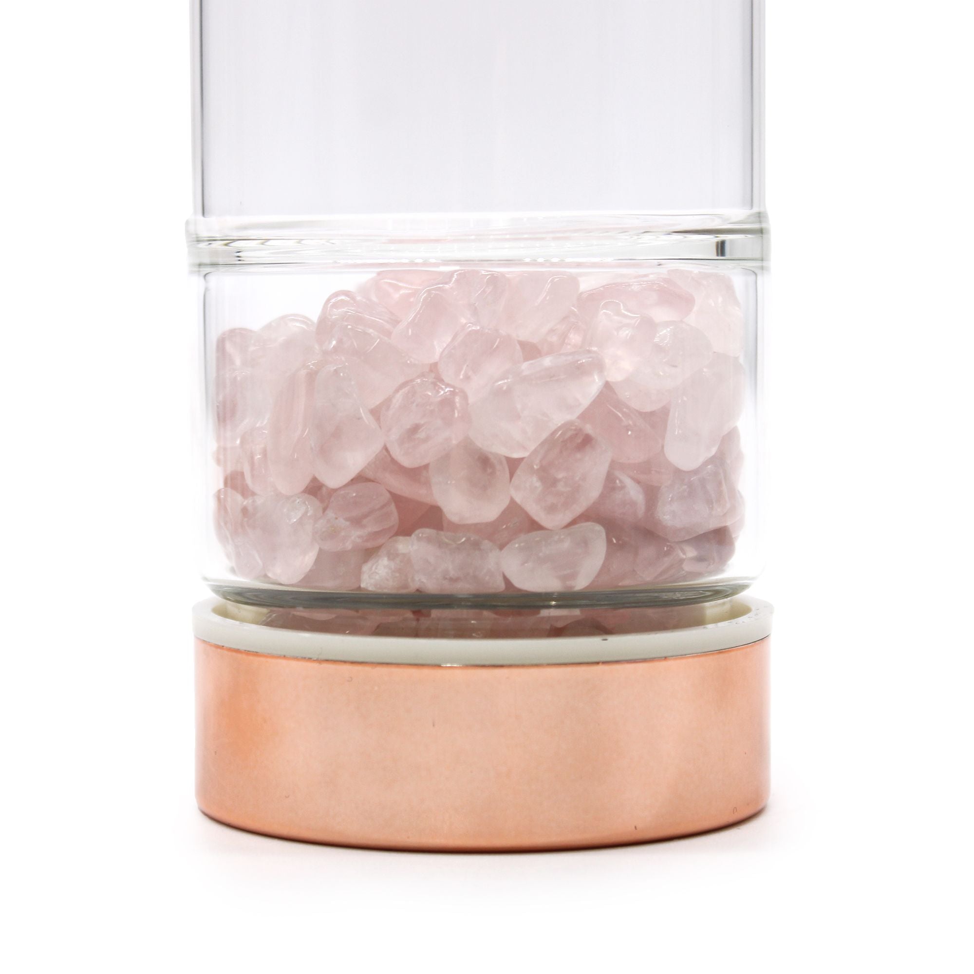 Rose Quartz Crystal Glass Tea Infuser Bottle | Rose Gold | 500ml