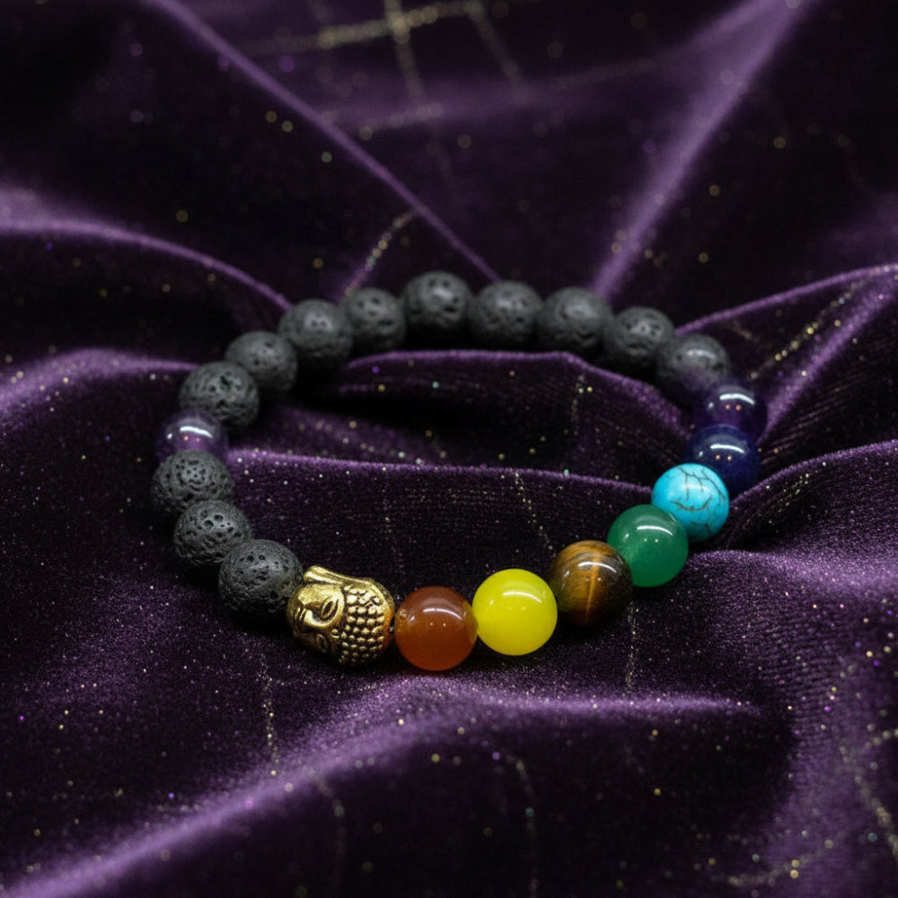 Buddha Chakra Lava Stone Bracelet