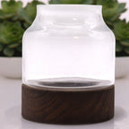 Crystal Sanctuary Terrarium on Dark Tung Wood Stand — Medium