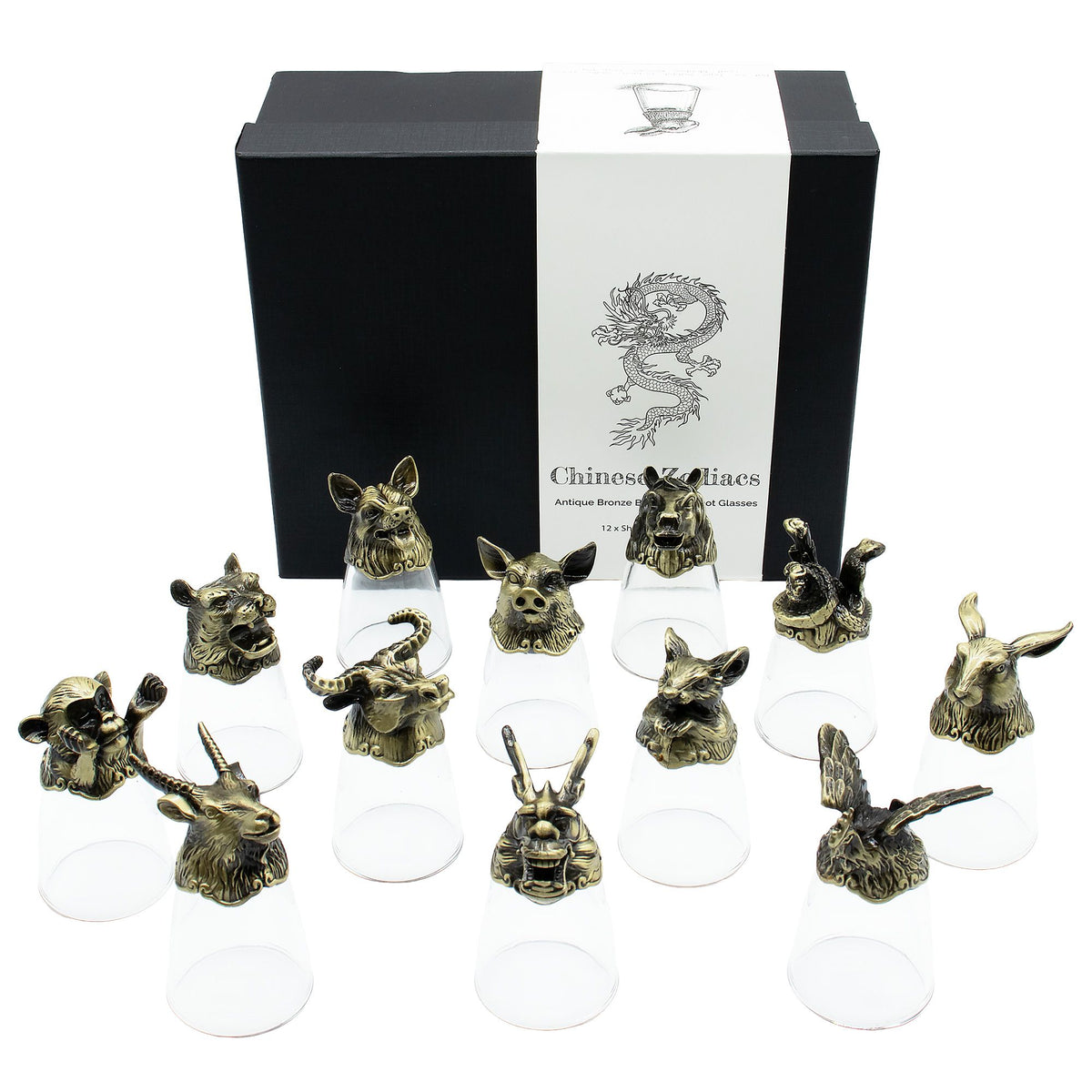 Chinese Zodiac Shot Glass Gift Set - 12 x 25ml