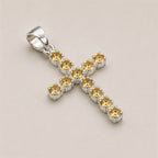 Citrine Crucifix Pendant | Silver Plated | 45cm Chain