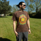 Nomad Sari Stonewashed Cotton T-Shirt | Sun & Zodiac | Brown | Small