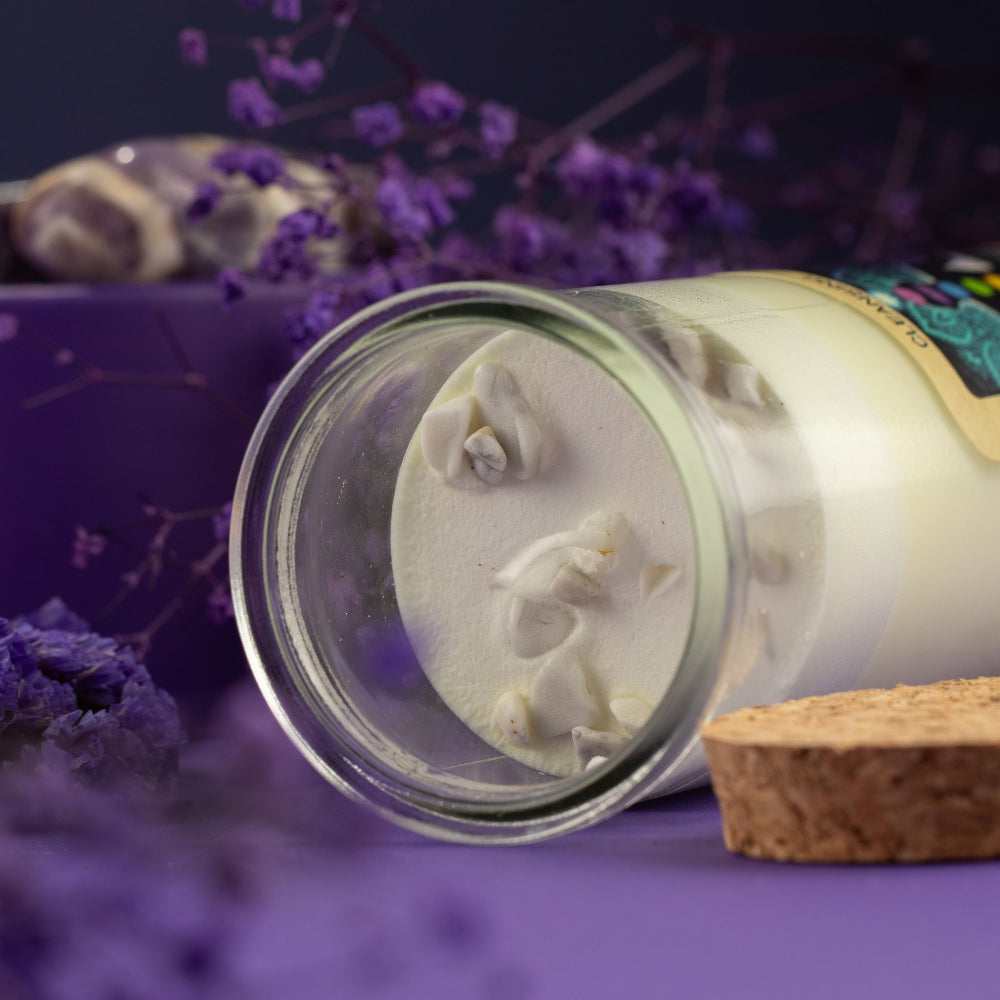Cleansing Magic Spell Candle | Sage, Peppermint & White Jasper
