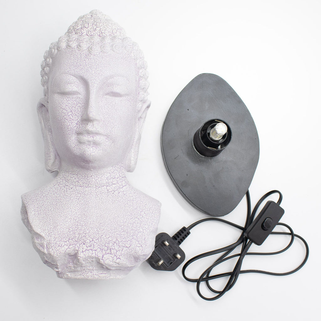 Buddha Bust Lamp | Lavender Crackle | Oval Stand