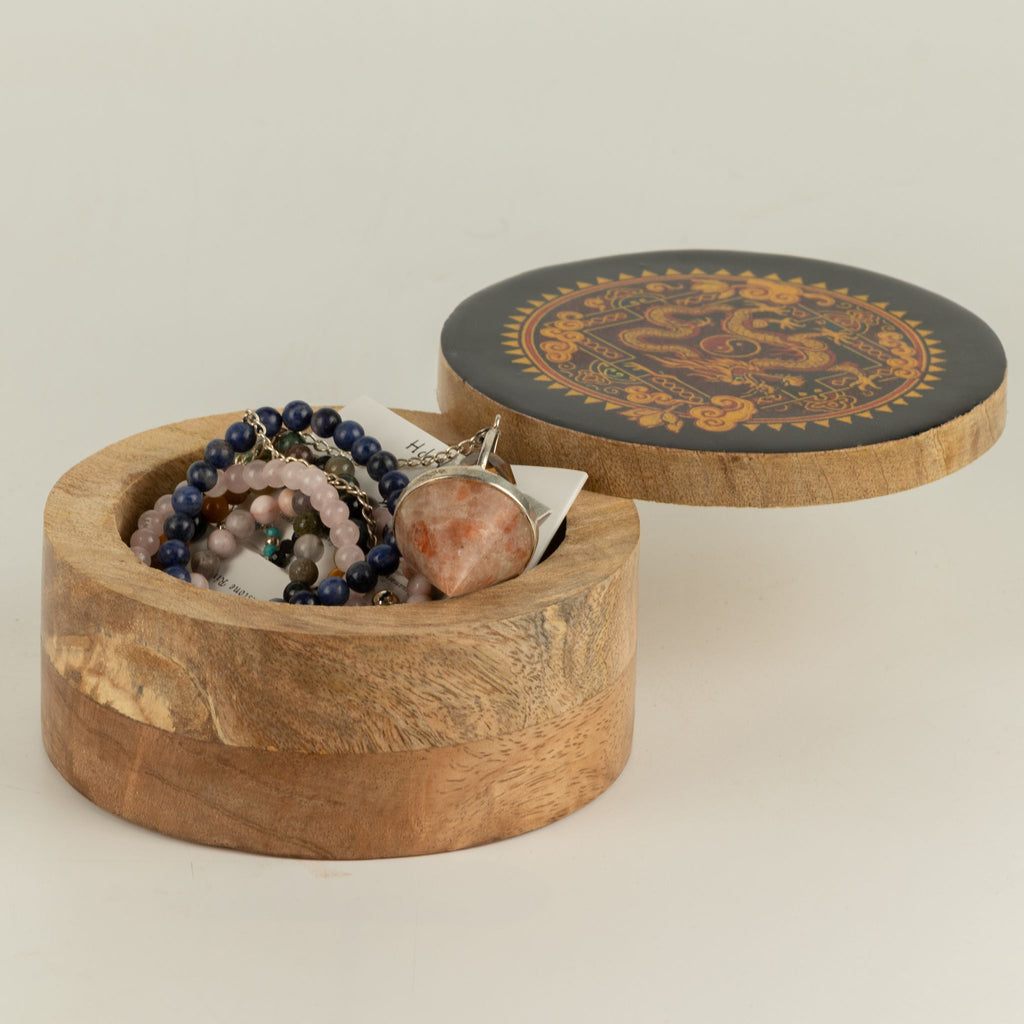 Dragon Yin Yang Round Enamelled Keepsake Box